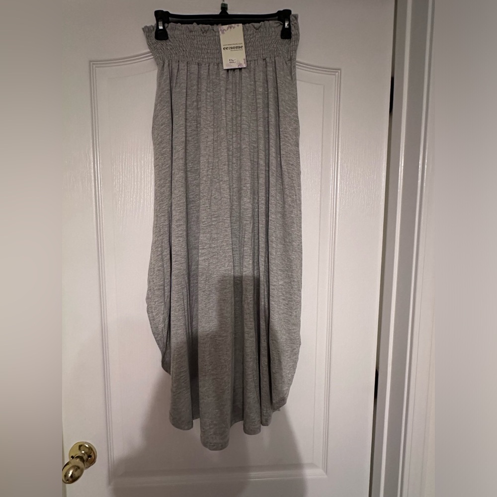 Gray maxi skirt, size small, side slits. NWT